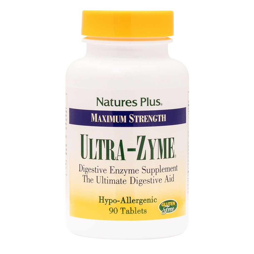 NaturesPlus Ultra-Zyme - 90块板块 - 支持健康消化的酶补充物 - Gluten Free - 45 services