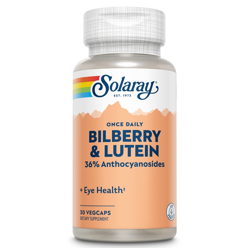SOLARAY One Daily Bilberry和Lutein补编,160毫克30