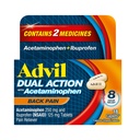 双倍行动回痛卡片 运送250mg Ibuprofen 和 500mg Acetaminophen per dose 8小时的回痛救济 - 18个计数