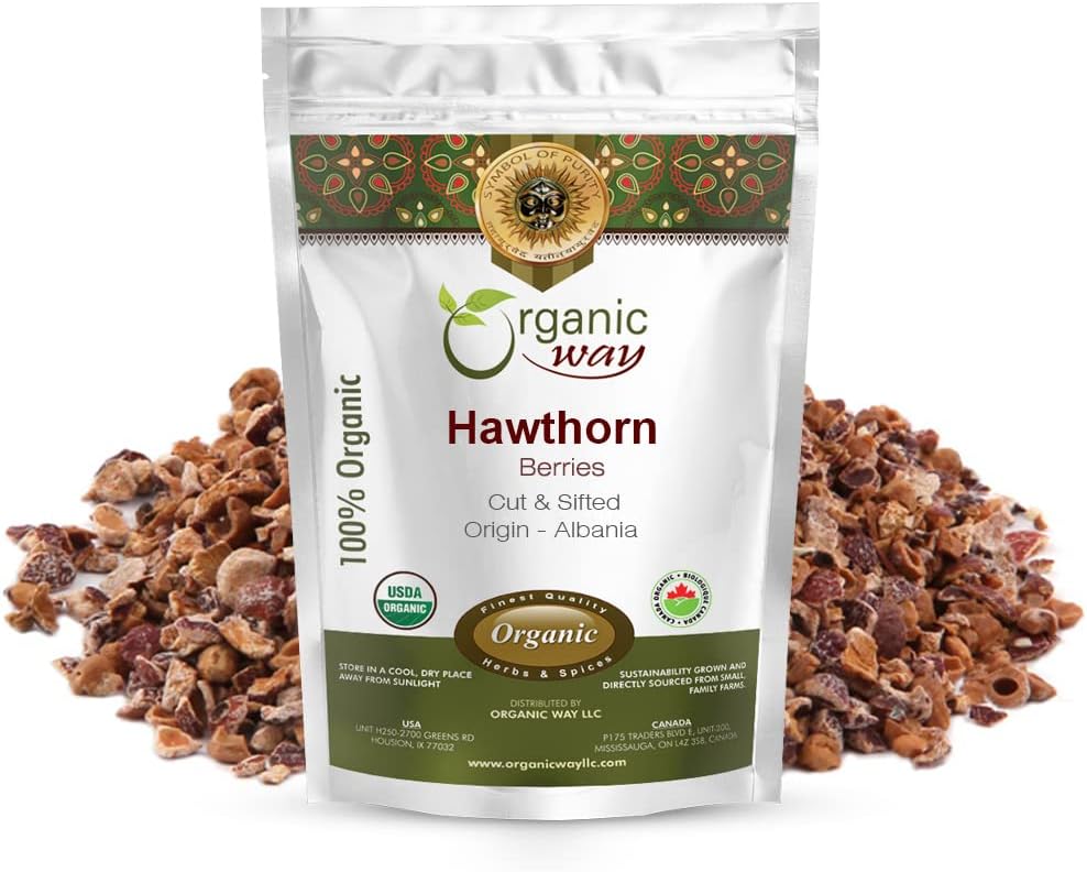 有机方式 Hawthorn Berries Cut & Sifted (Crataegus monogyna) - 欧洲野生Harvest & Kosher认证 → Vegan, Non GMO & Gluten Free → USDA认证 → 来源 阿尔巴尼亚(1LBS / 16OZ)