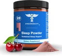 "睡眠的镁粉"(Magnesium Powder for Sleep),塔尔特·切里斯(Tart Cherries),1mg Melatonin & Glycine Natural Informedient Bedtime Aid Suppl. 镇定,压力救济睡眠 饮料 混合粉末救济援助。