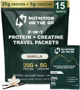 Go Whey蛋白质隔热包装上的营养 – 25g蛋白质+ 5g Creatine – 单服务旅行蛋白粉 – 香草(15-Pack)