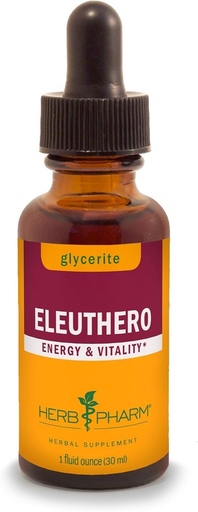 草药 Eleuthero 根状液体 Glycerite for Energy and Stamina, 无酒精葡萄酒, 1 Fl Oz