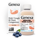 Genexa 儿童清洁咳嗽和胸腔摄入医学,Dye 免费,0 % 人工添加剂, 4-11 儿童多症状咳嗽糖浆, Cough 抑制剂和期待剂, 有机蓝莓火焰, 4 fl oz