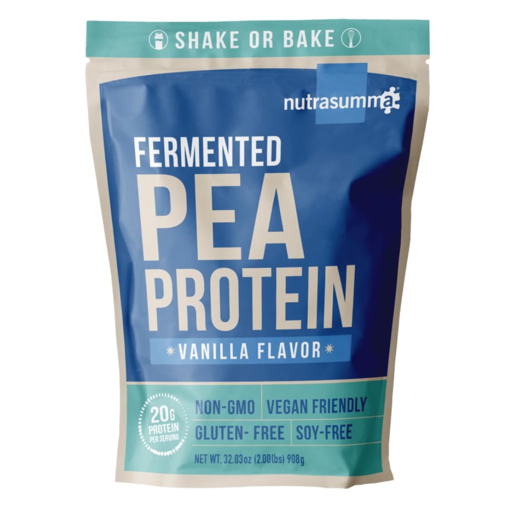 Nutrasumma Pea蛋白粉,Vanilla Vegan Flavor,100%植物基,无人工甜品,非GMO,Gluten Free & Soy Free, 2 LB