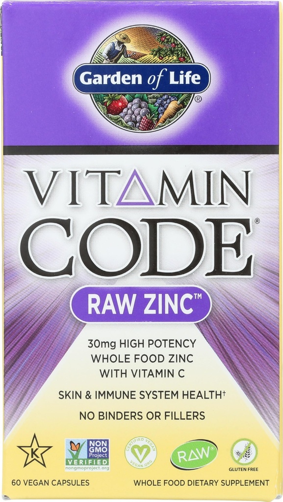 生命维生素代码GARDEN Zinc Vegan Capsules, 60 CT