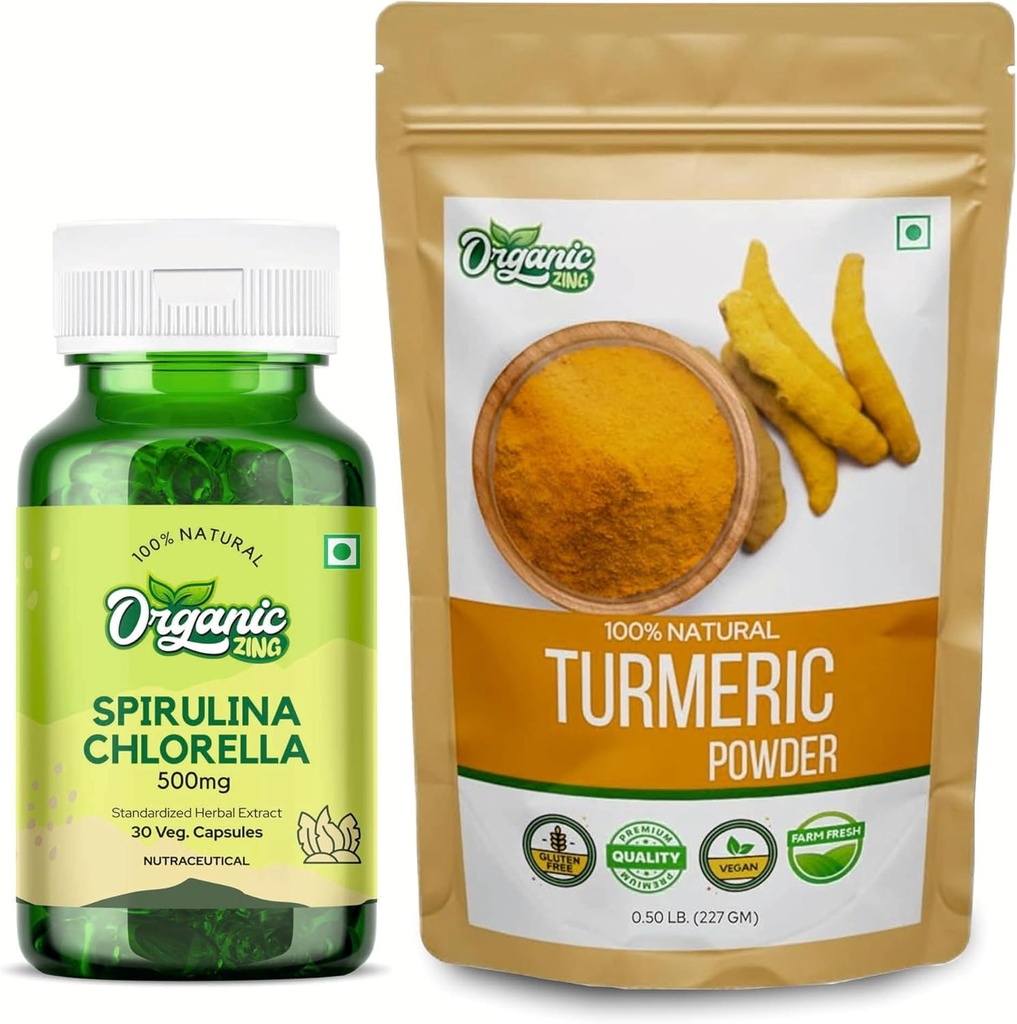 ORGANIC ZING Spiruina Chlorella - 30 Cap & Turmeric Powder - 227克
