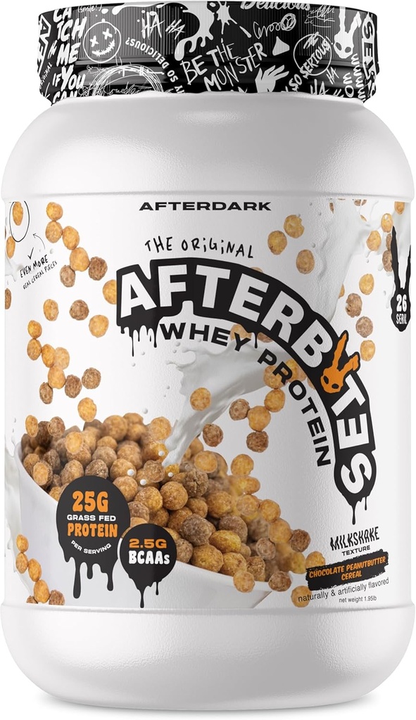在Bites Whey蛋白粉、25g蛋白、4.5g BCAA、易溶、无人工颜色或填料、孤立蛋白、美国制造、26种服务、巧克力花生酱