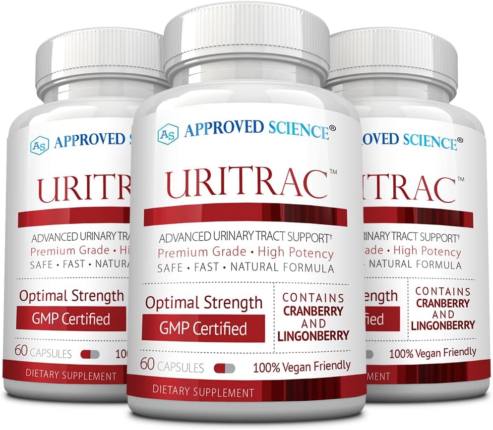 核准科学-UritracTM-UTI支助-Cranberry、D-Mannose、Lingonberry-Vegan 友好-每瓶60个卡普尔-包3