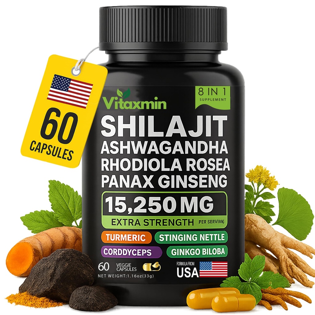 Shilajit和Ashwagandha Capsules,8-in-1 Herbal Multivitamin for Men and Men and Women, with Rhodiola Rosea, Ginseng, and Stinging Nettle, Shilajit for Men and Men and Women 互联网档案馆的存檔,存档日期2013-12-1.