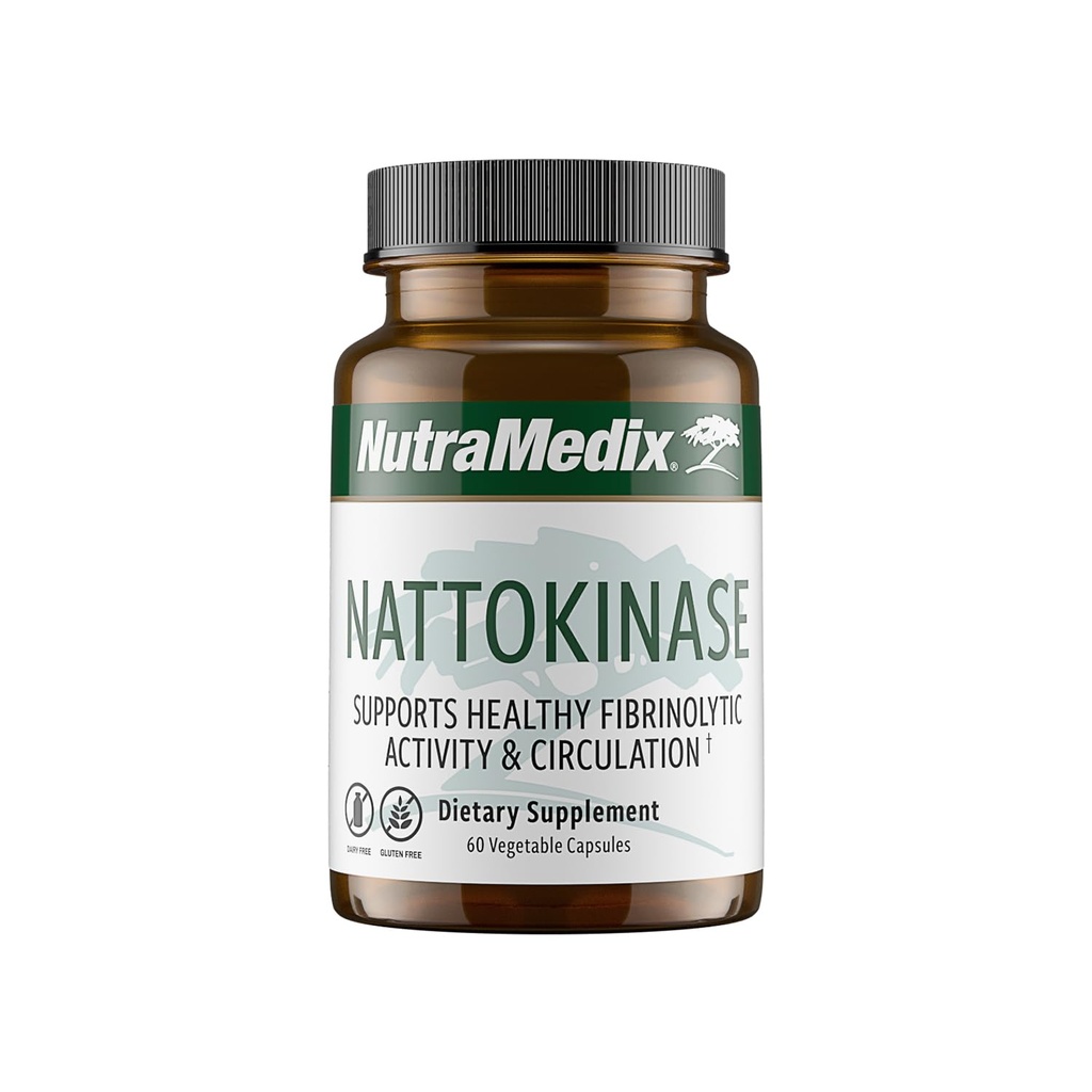 NutraMedix Nattokinase 补充 - Nattokinase 2000 FU 单服务 - 旨在支持心脏健康和健康循环 - Gluten + 无乳品(60 Capsules)