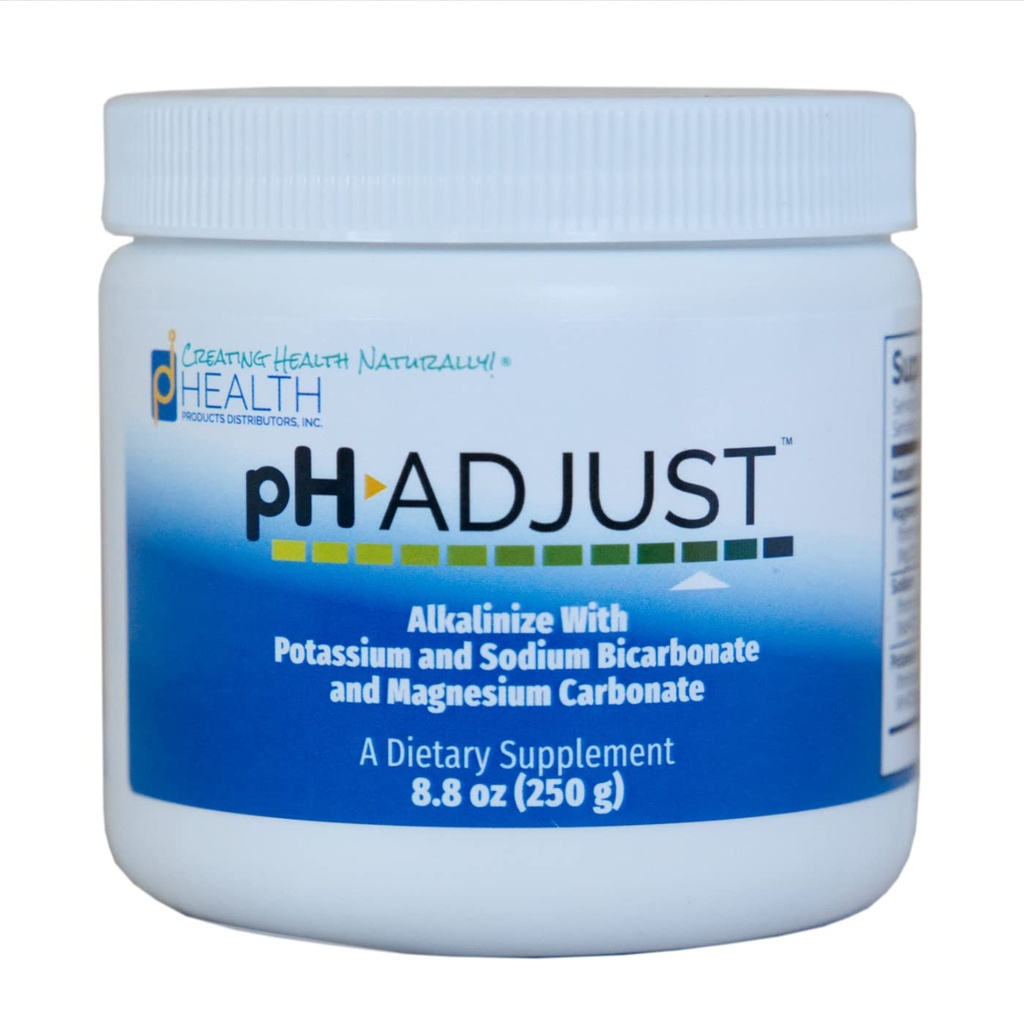 pH 调整 Alkalinizing 公式 → Alkalinize 与钾和碳酸钠和碳酸镁 → 快速平衡 pH 水平 → Tastes Good → 易用精粉 → 250 GM