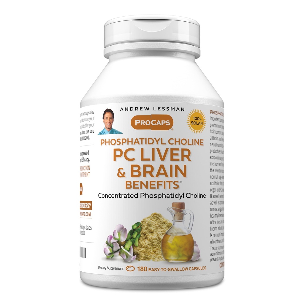 Andrew Lessman PC 肝脏和大脑福利 180 Softgels - Phosphatidyl Choline, 健康肝脏和大脑结构最重要的建筑块,功能. 没有附加物。 容易吞软胶