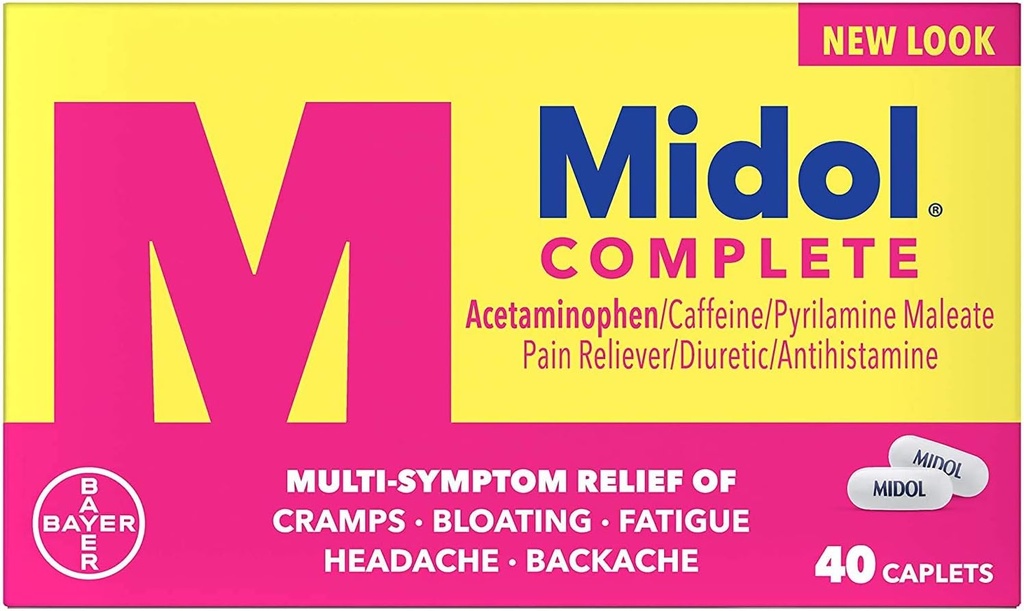 Midol 完整的月经疼痛缓解卡片,用乙酰氨基苯治疗月经症状----40个计数(包3)