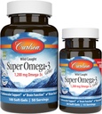 Carlson - Super Omega-3 Gems, 1200 mg Omega-3 Fatty Acids with EPA and DHA, Wild-Caught 挪威鱼油Omega 3 补充,可持续源头Omega 3 鱼油,100+30 软胶