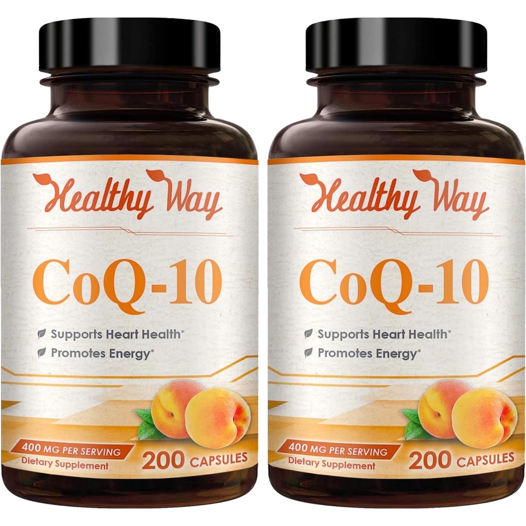 Coenzyme Q10 400mg CoQ10 补编 - Once Daily Coq 10 400mg Powder Capsules for Health Heart Antioxidant and Energy Support - 非GMO 快速吸收 Ubiquinone Q10 Coenzyme (200 services) (英语).