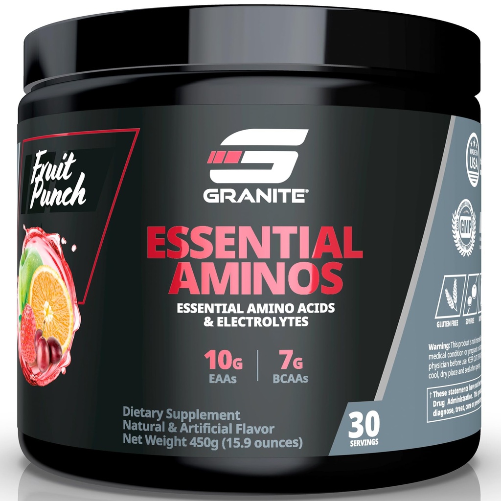 用10g EAAs和7g BCAAs -- -- 无豆类、无胶类、448g(30种)、水果冲刺Flavor -- -- 用于肌肉恢复和生长的花岗岩基本氨酸粉