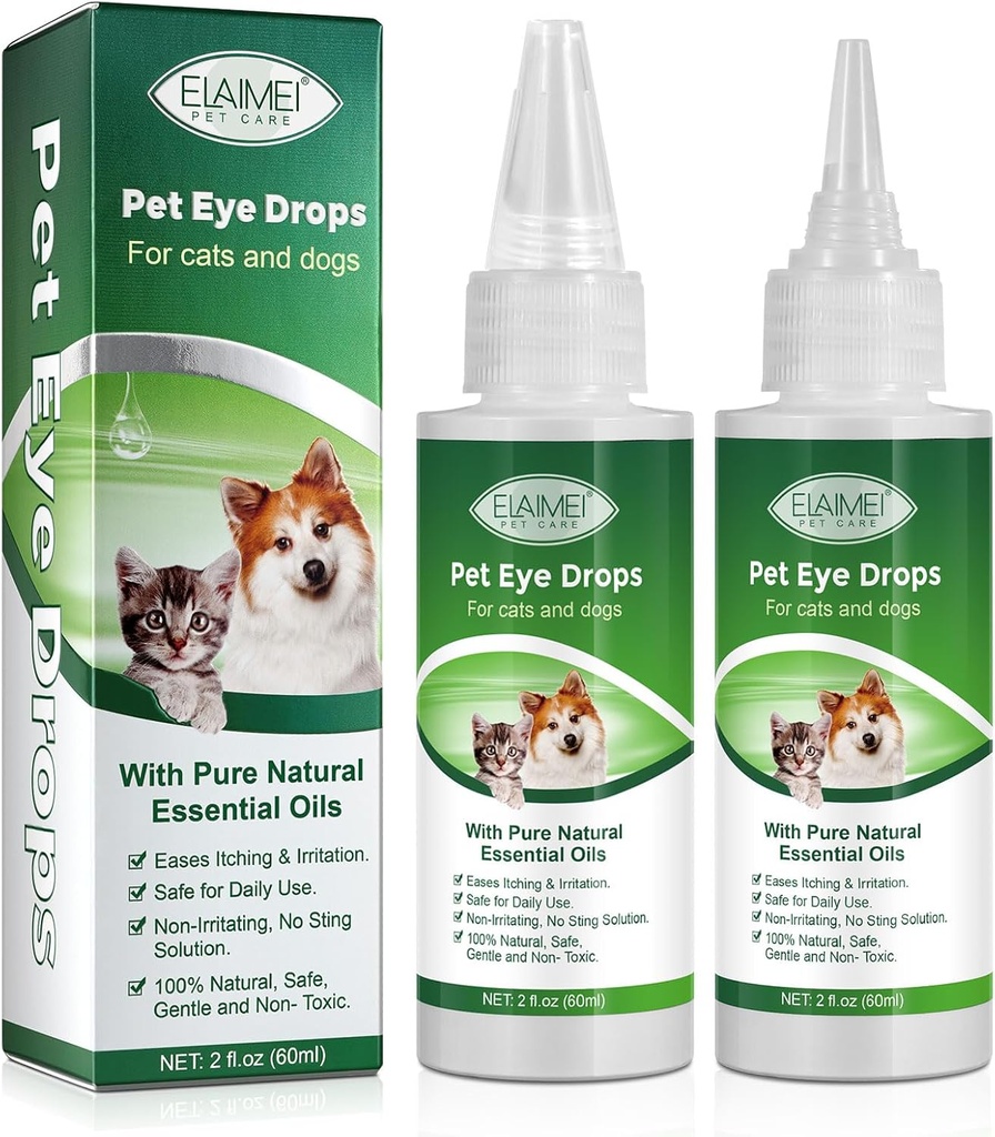 狗和猫的眼滴, Gentle Formula狗眼滴, Flush & Soothe Eye 刺激支持眼部感染救济眼清洁剂, - Pet Eye Gentle Care Suppers for Eyes - 4.04 fl oz
