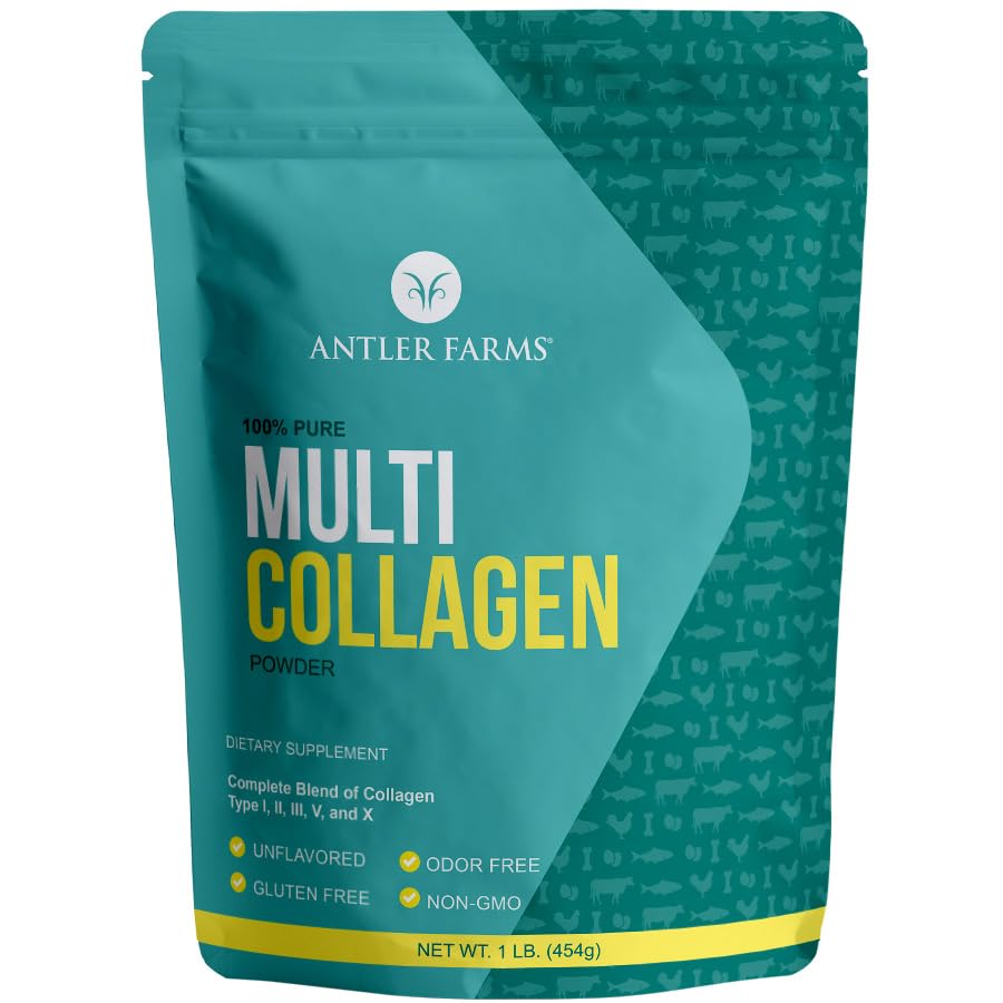 鹿角农场 -- -- 多科拉根蛋白粉 -- -- 5种类型(I、II、III、V和X) 男女100%纯水解Collagen Peptides -- -- 生物可用、快速吸收 -- -- 1磅