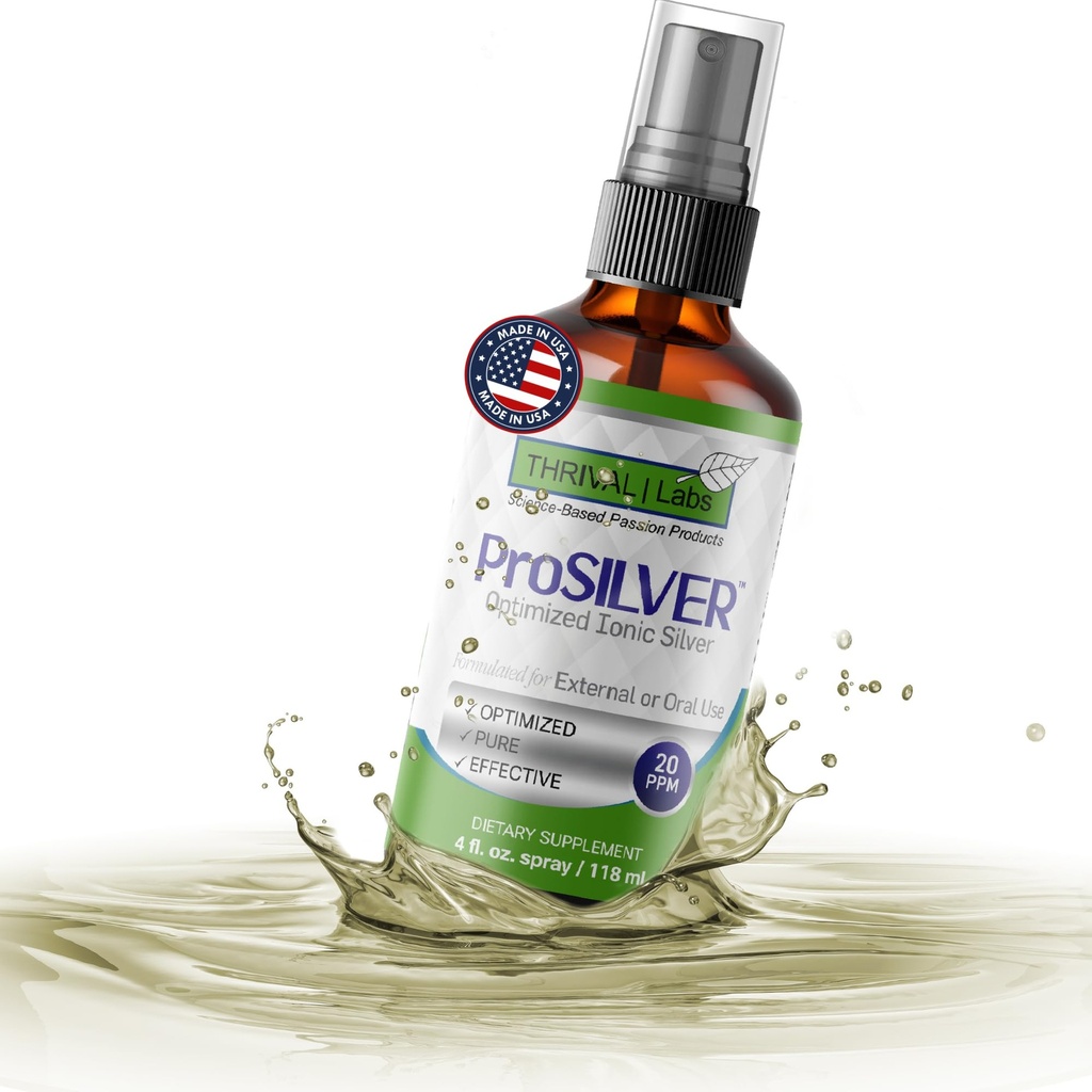 Ionic Colloidal Silver Spray 20 PPM 免疫支持 生物活性补充液 4oz 有机普拉塔 Coloidal