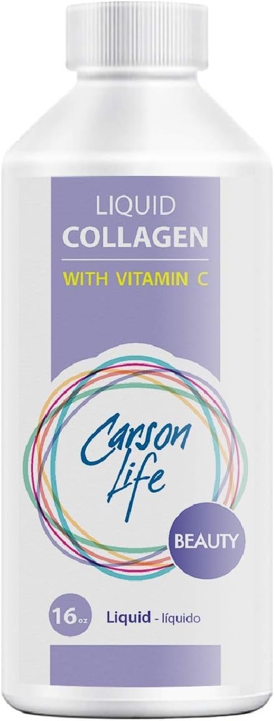 Carson Life Liquid Collagen with Vitamin C - 16 Oz - 用于抗衰老,毛皮和钉子 - 免疫支持 - Rejuvenate Skin - 在美国制造