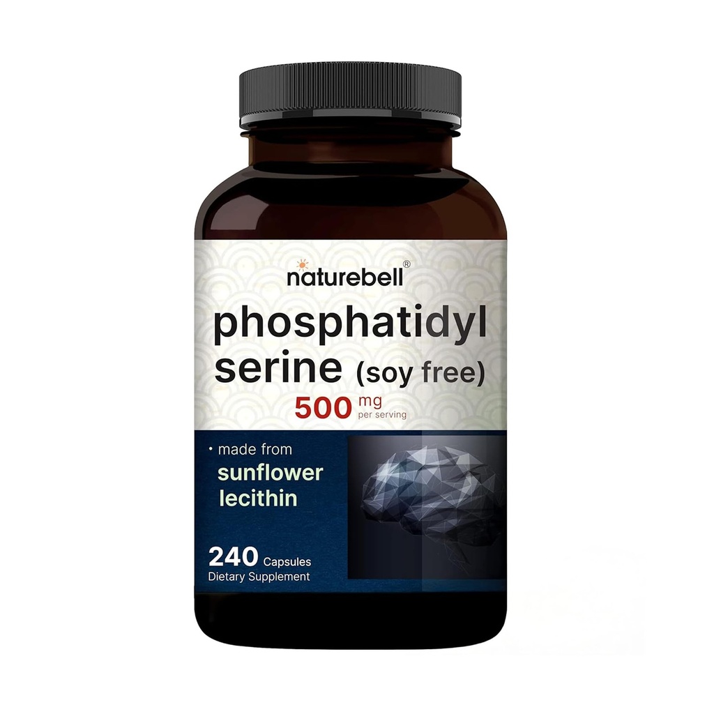 超强Phosphatidylserine Supplement 500 mg Per Service, 240 Capsules QQSo Free, 衍生自葵花莱辛 – 支持认知健康和脑功能 – 非GMO