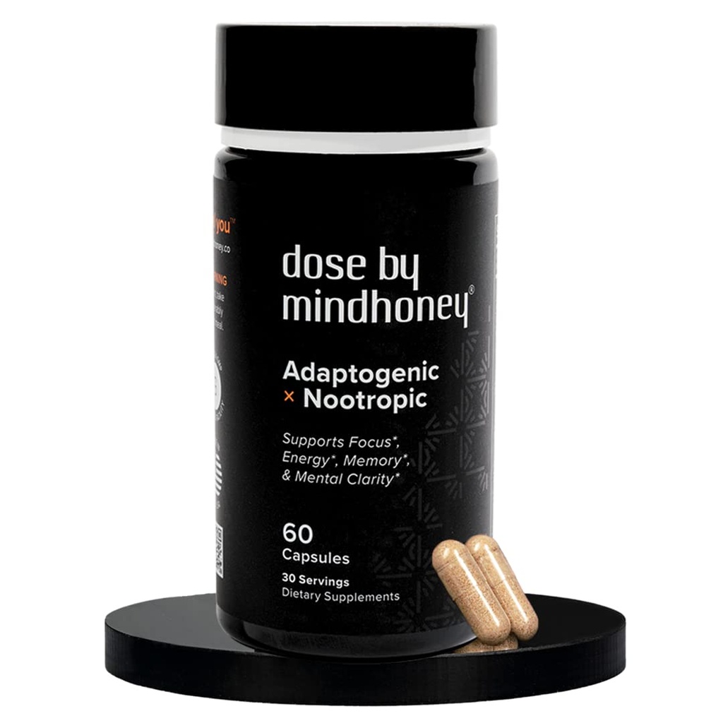 MINDHONE QQ DOSE 60 Counter, Premium All-in-One Nootropic Brain Supplement QQ 聚焦,Mood,能量,和记忆XQ 功能蘑菇和适应原体 - 狮子的玛恩,Ashwagandha,L-Thenine,Bacopa,和维生素