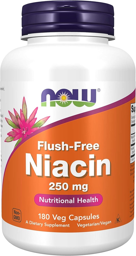 Niacin, FLUSH FREE 250 mg,180 Caps by Now Foods (Pack of 3)