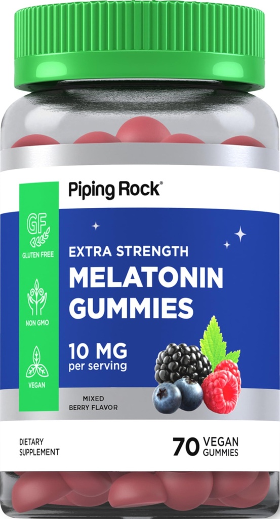 Pipping Rock Melatonin Gummys 10mg | 70 伯爵 Berry Flavor Supplement | Vegan, Non-GMO, Gluten Free 互联网档案馆的存檔,存档日期2013-12-22.