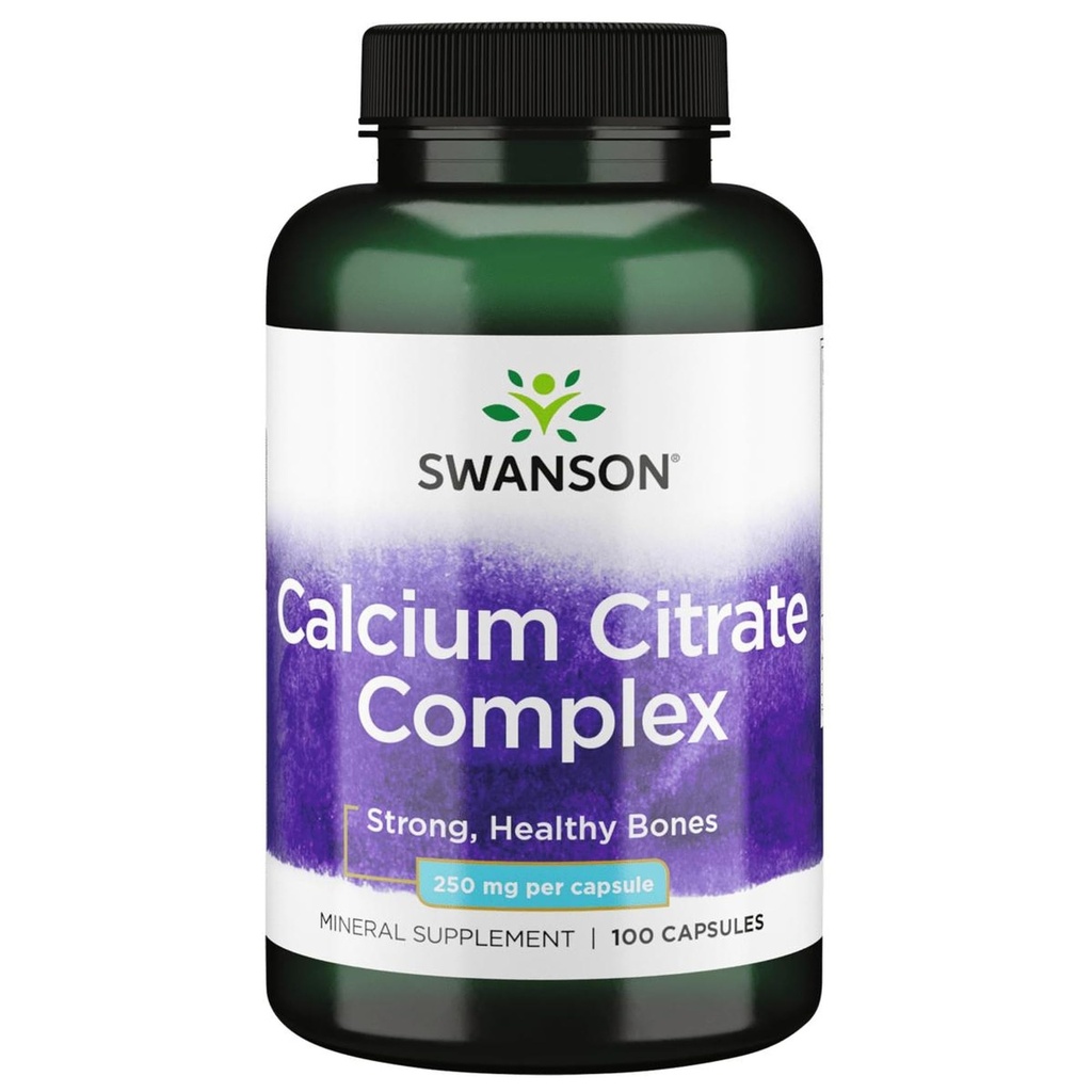 Swanson 钙 Citrate 复合骨骼 肌肉神经 健康血压支持 矿物 250 mg 钙(来自Citrate & Carbonate) 100 Capsules