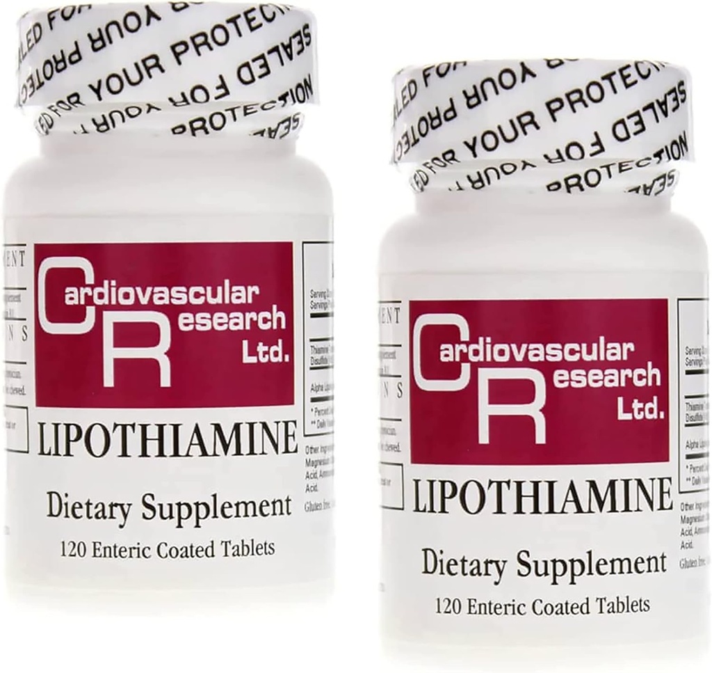 心血管研究 Lipotiamine B1 补充 240 片 - 维生素 B1 现在用 Alpha Lipoic酸 - 2 X 120 计数