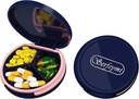 Serfeymi小药盒 - 3 Portable Pill Box for Purse Pocket, Contract mini Travel Pill case - 适合医药,维生素,鱼油,补充剂 - 暗蓝色(洛戈)