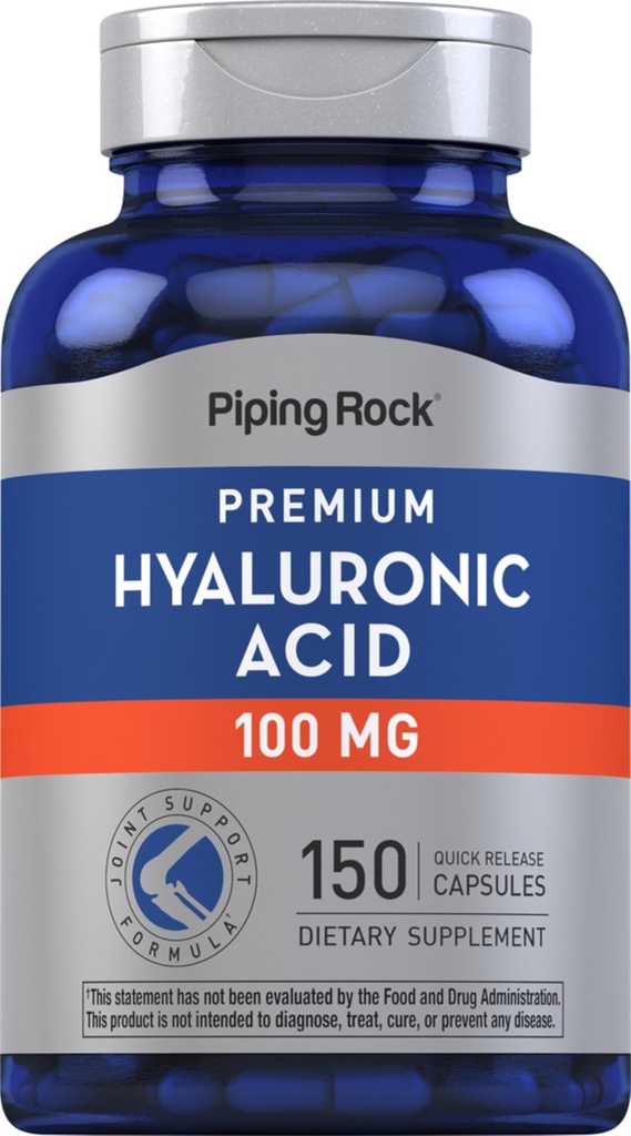 管道岩 Hyaluronic Acid 补充 | 100 mg | 150 capsules |作为 Hyaluronate Sodium Hyaluronate | 非GMO, Gluten Free
