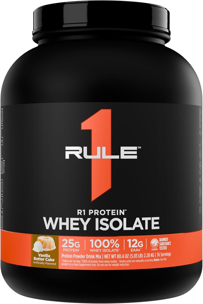 规则1 R1蛋白质 Whey Isolate - 使用25g蛋白 & 6g BCAA 单自孤立和水解源进行工作回收(5英镑*,香草奶油蛋糕)