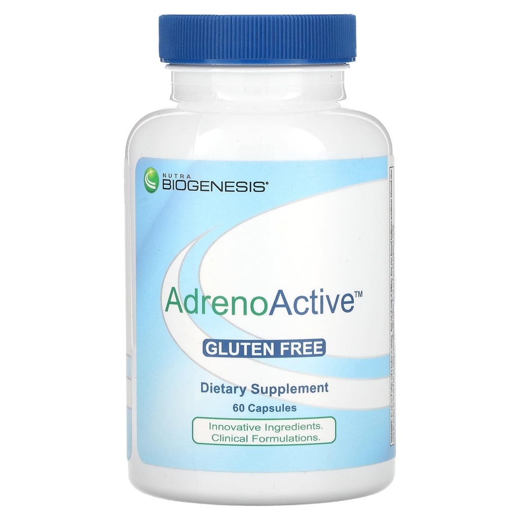 Nutra BioGenesis AdrenoActive - 帮助支持健康应激反应 - Gluten Free - 60 Capsules (英语).