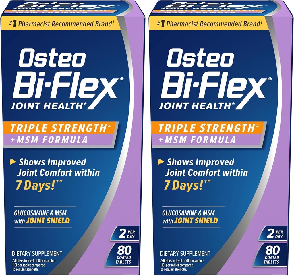 Osteo Bi-Flex Triple Stripple (5) 与MSM,Glucosamine联合健康补编,合肥板块,80 Counters (Pack of 2).