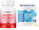 Urolithin A supple 1000 MG 肌肉强力+波维纳 Colostrum 和 Collagen 粉 固醇健康、免疫支持、发型生长和美容补充剂