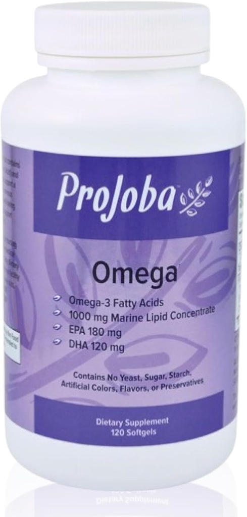 幼儿期 Projoba OmegaTM - 1000 mg Omega-3 - 高概率 - 180 EPA和120 DHA促进脑和心脏健康 - 120 软胶(包2)