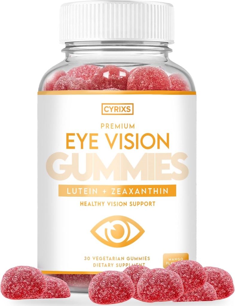 普通 Cyrixs 健康眼视光 - Lutein & Zeaxanthin 成人眼健康补充 - 美味的芒果火焰眼维他命 - 眼部慰藉和蓝光保护 水晶-清澈视觉