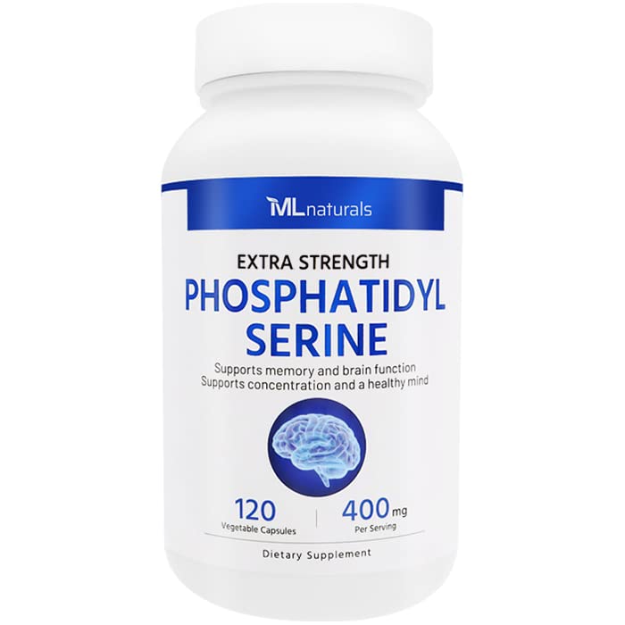 ML Naturals Phosphatidyl Serine 400 mg(高剂量) 120 蔬菜胶囊. 支持内存和大脑函数, 非 GMO, NSF 认证 & cGMP- Compliant