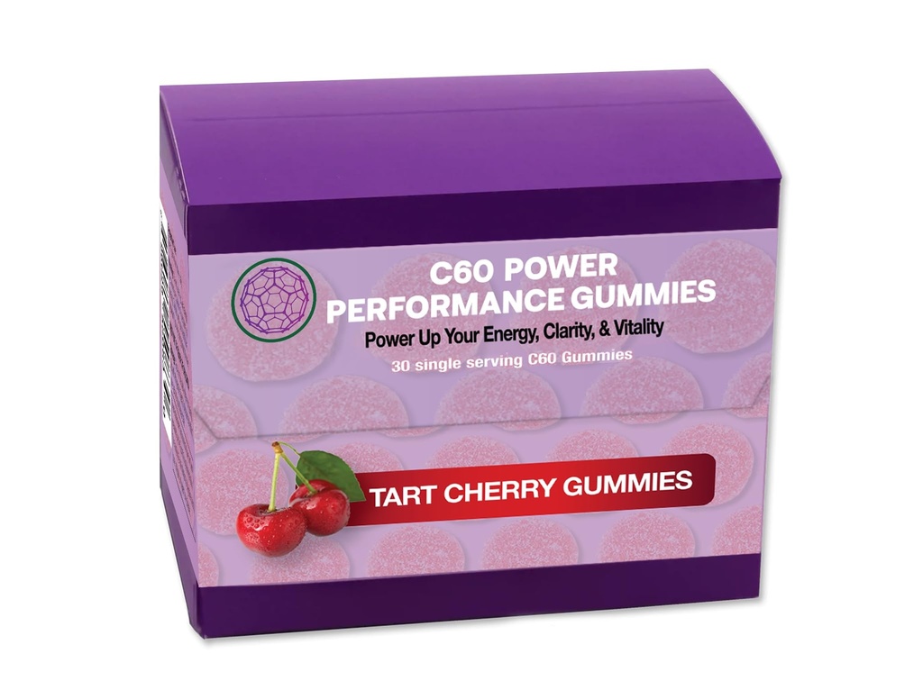 C60 Power C60 Gummys - 男女自然健康支持,99.99%纯次碳富勒内斯,促进能源,精神清晰, & Stamina - 30 Counter