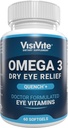 Omega 3 干眼补充剂,配有EPA和DHA - VisiVite 干眼救济 Quench+ Omega 3号补充剂用于干眼的眼维生素 - Omega 3号鱼油制造的干眼维生素 - 60 Softgels.
