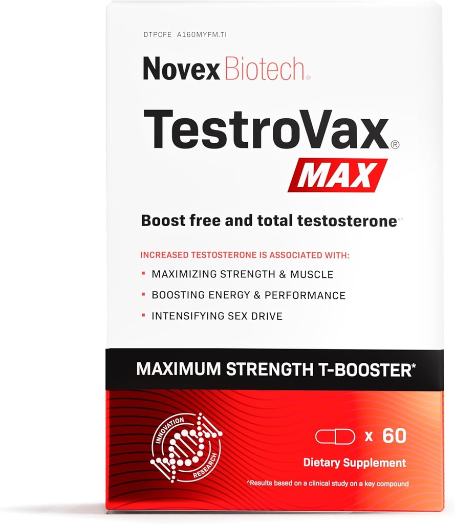 Novex Biotech TestroVax MAX – 每日睾丸酮 多维特敏 - 刺激睾丸酮和增强强度的饮食补充, 60 Ct