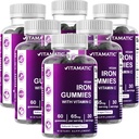 女性和男性维生素铁65毫克Gummys补充剂 - 60 Vegan Gummys - 含有维生素C的大口味铁Gummy维生素(6)