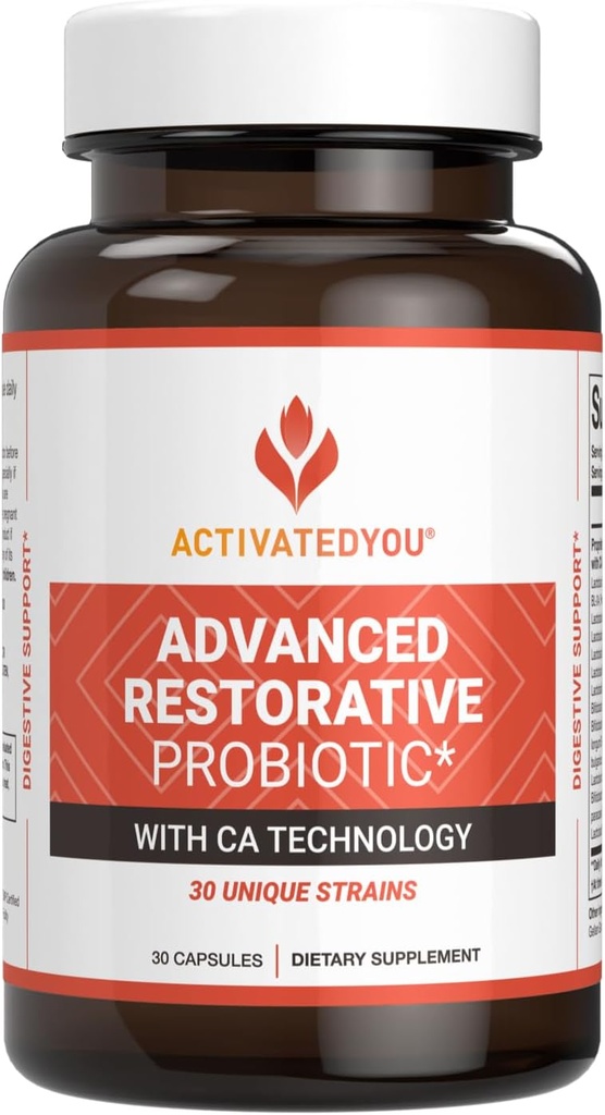 ActIVTED YOU 日用高级恢复性原生药物- 30 Strain 消化性脂肪健康与免疫功能支持- Acidophilus 补充 Radiant-Looking Skin(30 Capsules)