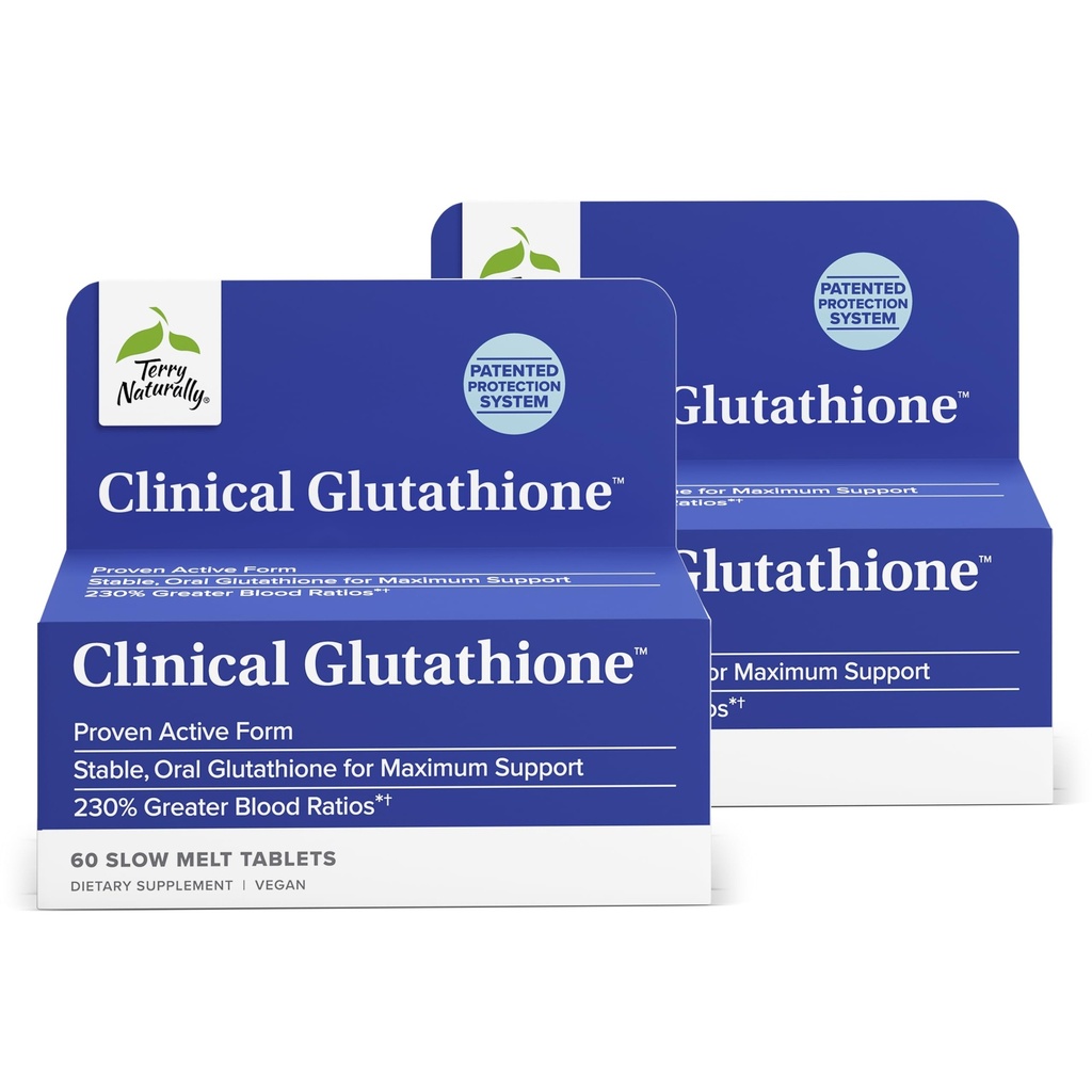 Terry自然临床Glutathione - 高吸收的抗氧化剂 - 配有L-Glutathione的饮食补充剂 - 支持细胞健康的Vegan补充剂 - 60个慢熔片(包2)