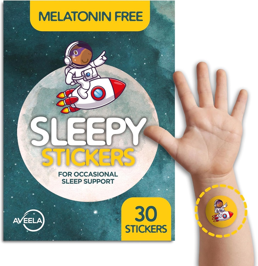 AVELA 睡眠贴纸 Melatonin 免费给孩子和成年人(30包) 睡眠补丁给孩子,自然和糖免费。 Calm Patch to Sleep better