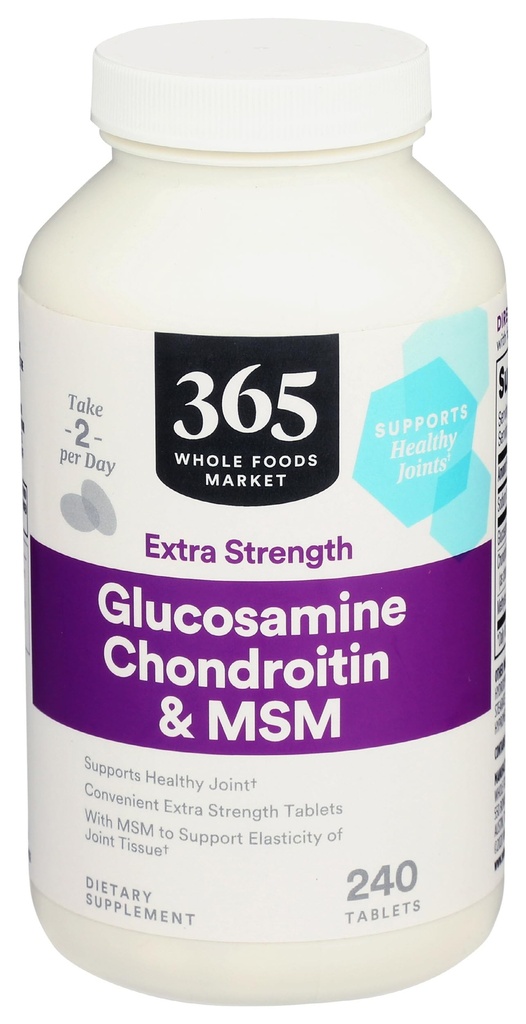 365 由全食品市场,Glucosamine Chondroitin X 强 MSM, 240平板