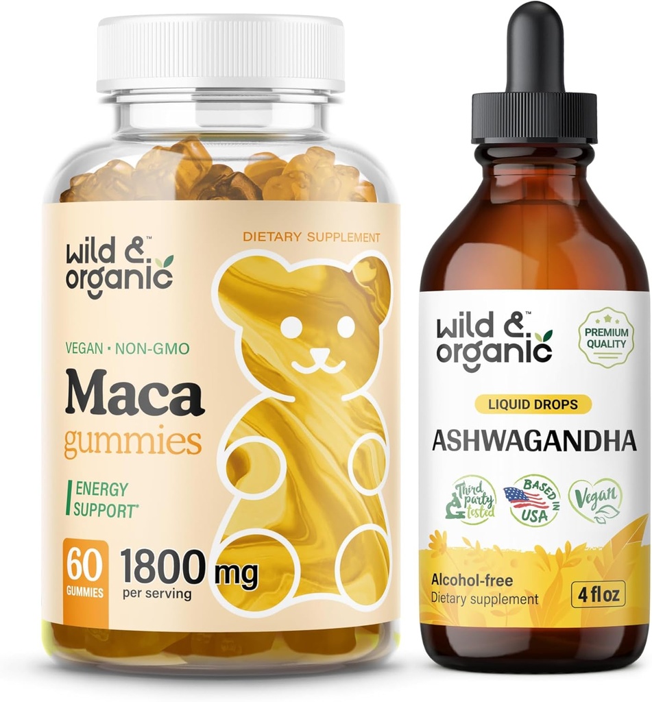 野生和有机的 Maca 根状茎和 Ashwagandha 丁香 4 fl oz