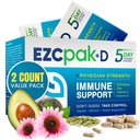 EZC Pak 5-Day Imune系统与Echinacea,维生素C,锌和维生素D的促进器 - 成人磁带Imune支持补充剂 - 支持豁免,轻松旅行-规模补充剂包 - (包2)